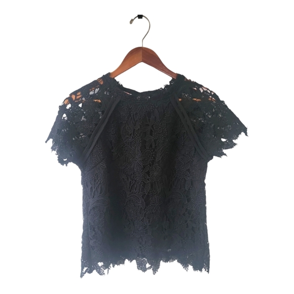 Guest Editor Tops - Guest Editor Black Lace Lined Top S